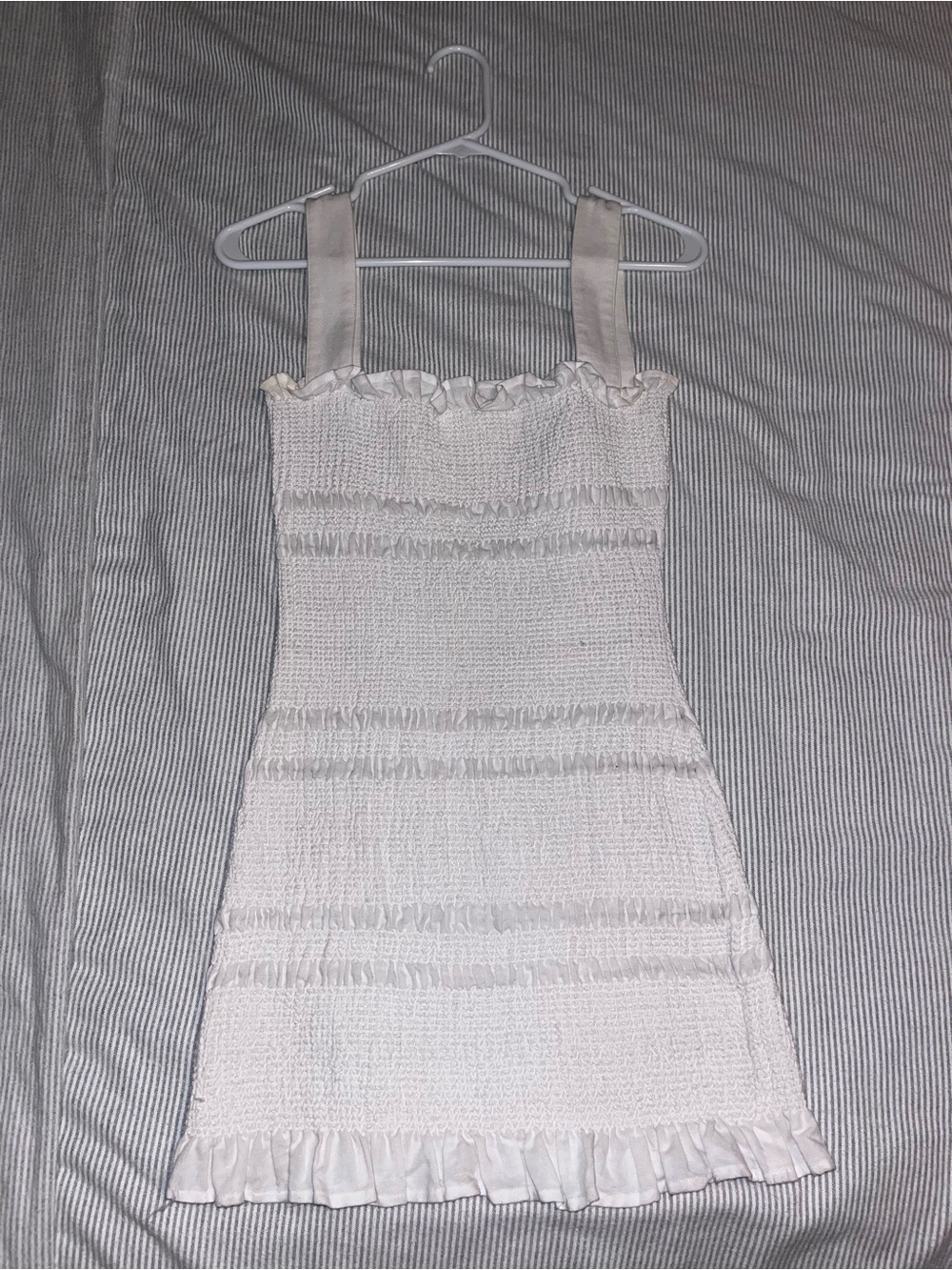 Capulet White Smocked Ruffle Mini Dress